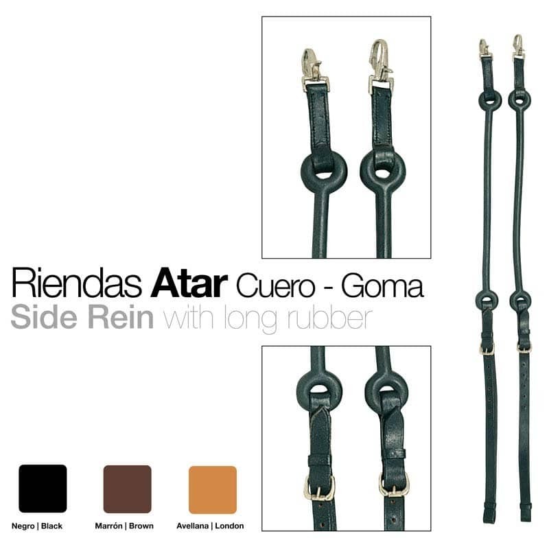 Riendas atar cuero goma larga