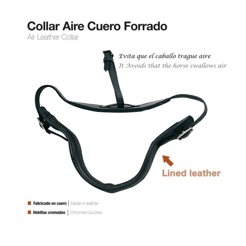 LEATHER WIND SUCKING COLLAR WITH PADDED LINING FOR HORSES
