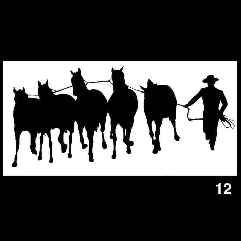 Pegatina cowboy 5 caballos