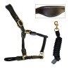 Ergonomic halter, rope and leather, with lead