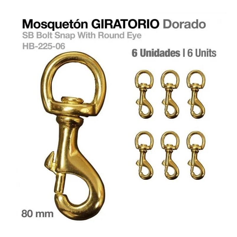 Mosquetón giratorio dorado 8cm