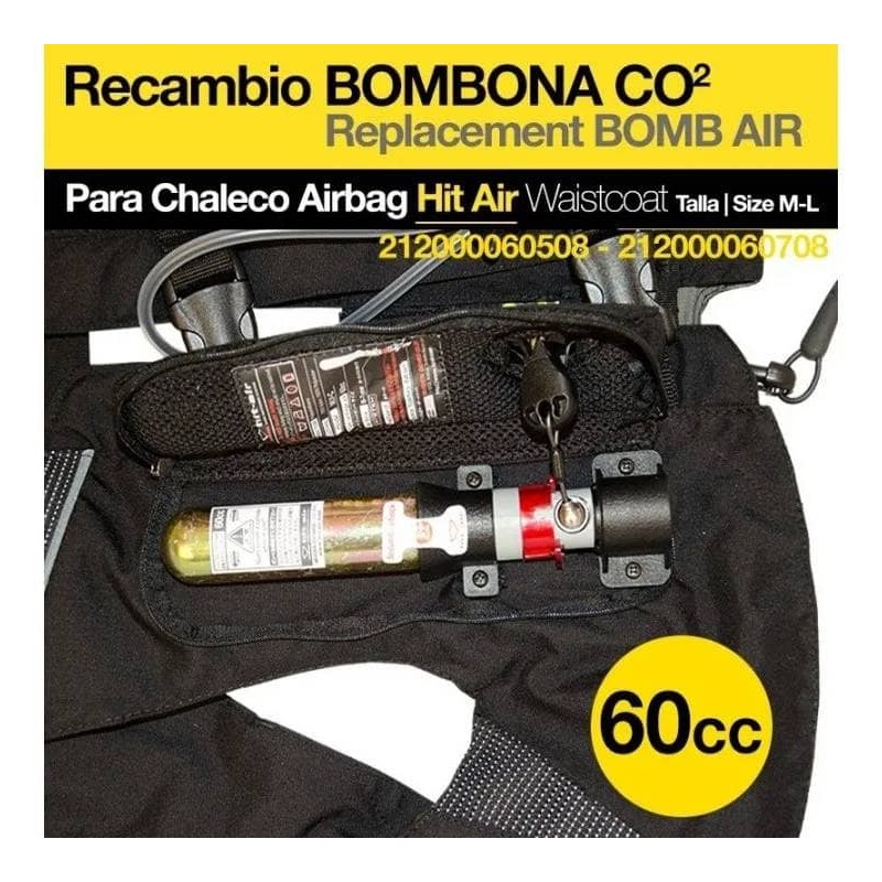 CHALECO AIRBAG HIT AIR BOMBONA 60CC MLV-C tallas:L-XL